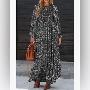 Amazon Black and White Floral Maxi Dress